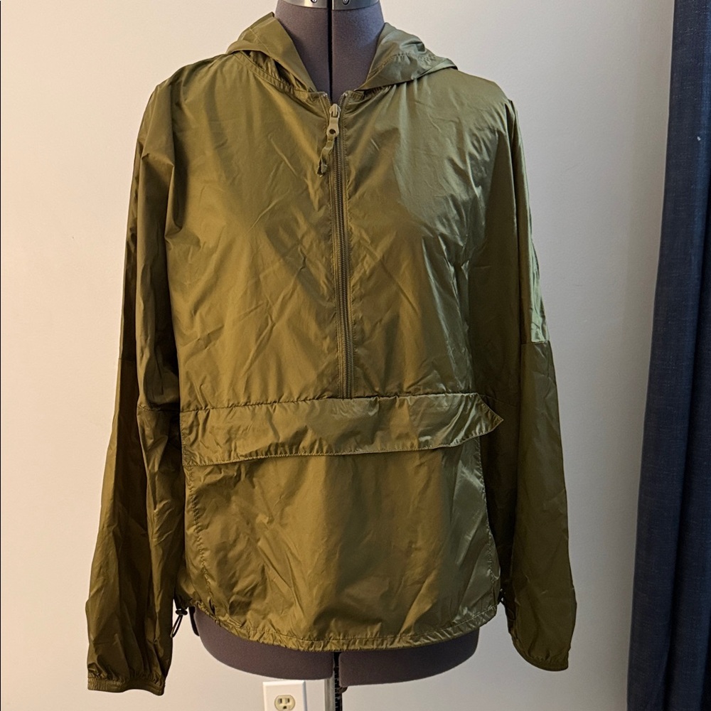 Olive Green Women's 1/4 zip windbreaker Jacket